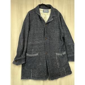 32 Bar Blues | Men's XXL Jacket Sweater Cotton Large Pockets Navy Blue Buttons